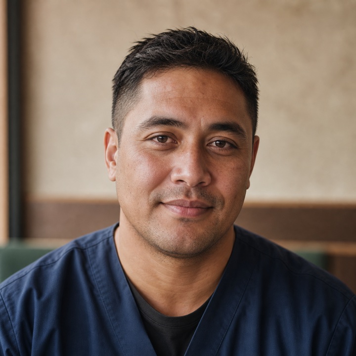 Fictional portrait of Tane, an emergency nurse in Auckland